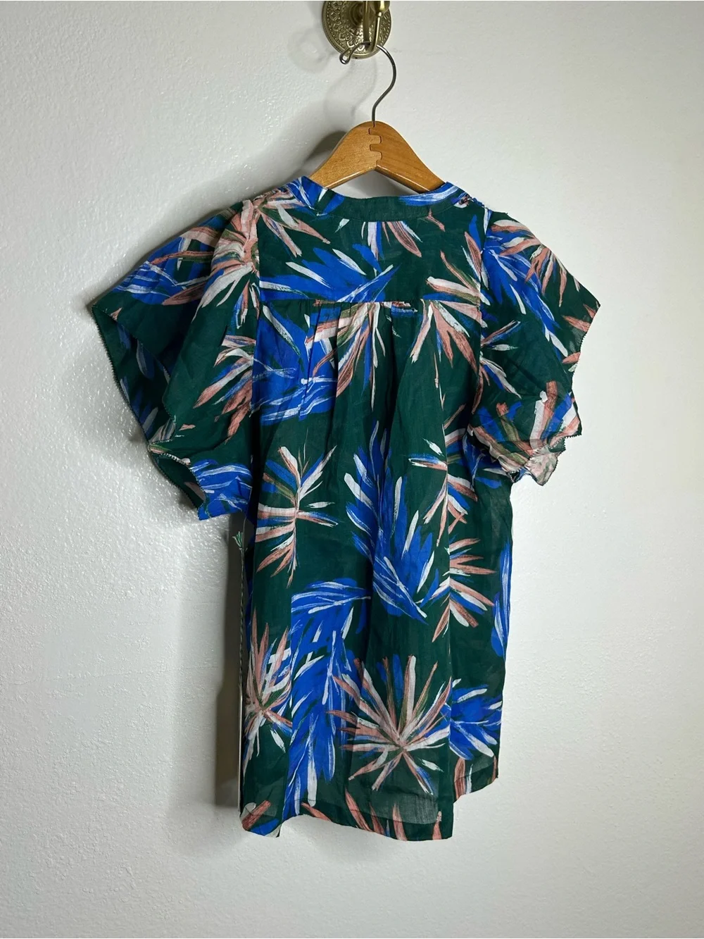 NWT Trovata Birds of Paradis Cotton Ramie Short Sleeve Lightweight Blouse Top